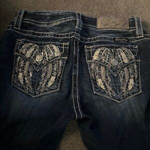 Miss me  Dark Blue Kids Jeans with White Stitching wings rare like new